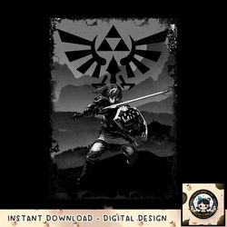Nintendo Zelda Link Battle Ready Greyscaled Graphic png, digital download, instant png, digital download, instant