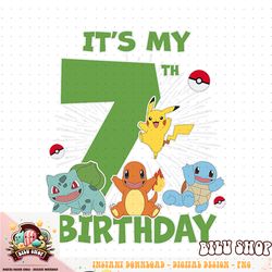 Pokemon  It_s My 7th Birthday Kanto Starters Celebration T-Shirt