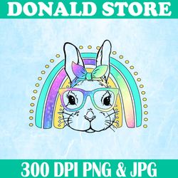 Easter Day Cute Bunny Face Tie Dye Glasses Rainbow Easter Day Png, Happy Easter Day Sublimation Design