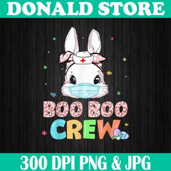Boo Boo Crew Bunny Nurse Easter Rabbit Face Mask Nurses RN Easter Day Png, Happy Easter Day Sublimation Design