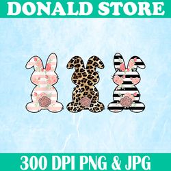 Leopard Easter Bunny Rabbit Trio Cute Easter Day Easter Day Png, Happy Easter Day Sublimation Design