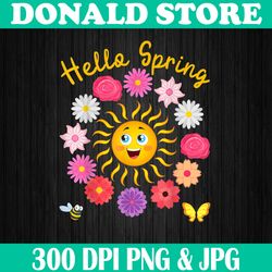Hello Spring Sunny Sun Flower Easter Mother's Day Love Easter Day Png, Happy Easter Day Sublimation Design