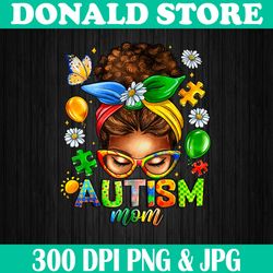 Autism Mom Png, Afro Messy Bun Black Women Mom Png, Life Mothers Day Png, Digital File, PNG High Quality, Sublimation