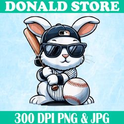 Funny Baseball Png, Bunny Easter Png, PNG High Quality, PNG, Digital Download, design