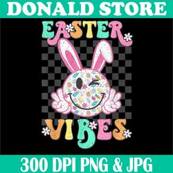 Retro Easter Vibes Png, Bunny Checkered Smile Png, PNG High Quality, PNG, Digital Download