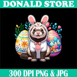 Easter Ferret Cosplay Png, Bunny Hunting Colorful Eggs Png,PNG High Quality, PNG, Digital Download