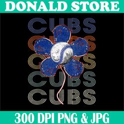 Cubs Name Personalized Png, Retro Vintage Cubs Png, Lover Flowers Png, PNG High Quality, PNG, Digital Download
