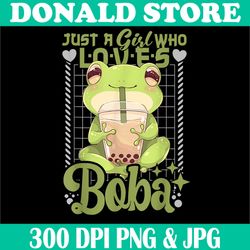 Frog Boba Png, Kawaii Bubble Tea Frog png,Anime Toad Neko Girls png, Just A Girl Who Loves Boba Png, Digital File