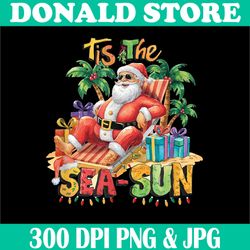 Funny Christmas Png, Summer Lovers Beach Santa Png, Tis The Sea-Sun Png,Digital File, PNG High Quality, Sublimation