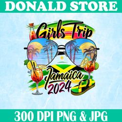 Jamaica Girls Trip 2024 Png, Girls Squad Summer Png, Vacation Souvenir V-Neck Png, Digital File, PNG High Quality