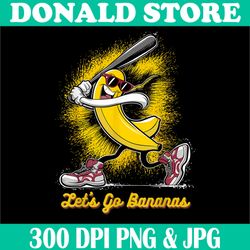 Banana Playing Baseball Png, Let's Go Bananas Png, Fruit Baseball Player Png,Digital File, PNG High Quality, Sublimation