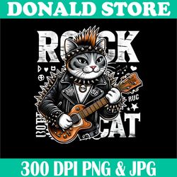 Cat Playing Guitar Png, Rock Star Png, Rock and Roll Png,Digital File, PNG High Quality, Sublimation, Instant Download