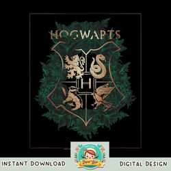 Harry Potter Hogwarts Green and Gold Floral Crest PNG Download copy