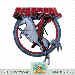 Marvel Deadpool Merc Riding A Unicorn Rainbow Circle png, digital download, instant