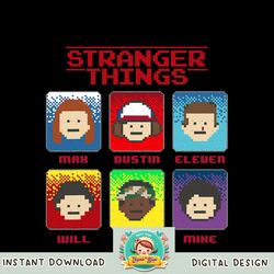 Netflix Stranger Things Group Shot 8-Bit Box Up png, digital download, instant