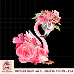 Cute pink dreaming girl baby flamingo with flowers PNG Download.pngCute pink dreaming girl baby flamingo with flowers PN