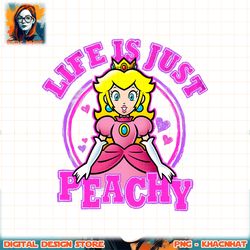 Super Mario Peach Life Is Just Peachy Hearts Logo png, digital download, instant