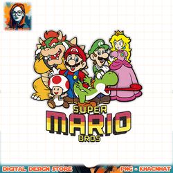 Super Mario Retro Distressed Group Shot Graphic png, digital download, instant png, digital download, instant