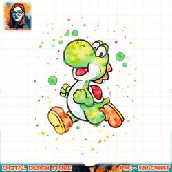 Super Mario Yoshi Watercolor Splatter Portrait png, digital download, instant