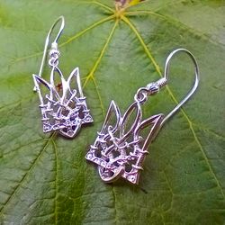 Ukrainian trident with sabers silver earrings,Ukraine Silver tryzub with sabers earrings,ukrainian silver jewellery
