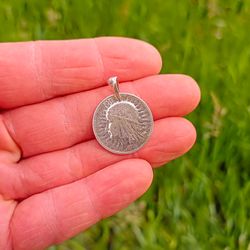 Silver coin necklace pendant,Vintage silver pendant,copy of coin silver medallion,coin silver jewelry,silver coin dukach
