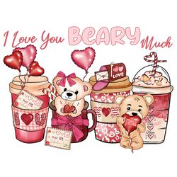I Love You Beary Valentine Png, Valentine Coffee, Valentine Graphics, Coffee Lover Png, Coffee Png Digital Download
