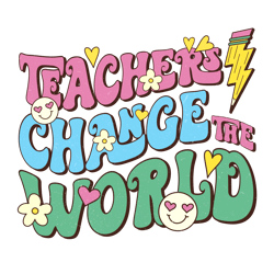 Teachers change the world Png, Valentine Day Png, Love Png, Valentine Design, Retro Valentine Day Png Digital Download