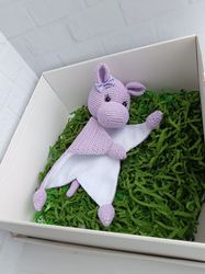 Baby Cotton Crocheted Comforter hippo, Crocheted hippo Toy
