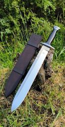 Toy For Big Boy Handmade D2 Tool Steel Hunting Sword With Leather | Bull Horn with leather sheath