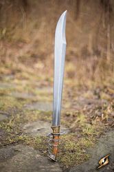 Foam Trench Knife custom handmade Damascus sword with leather sheath