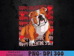 English Bulldog Dog & Red Hearts Happy Valentines Day Boy PNG Digital Download