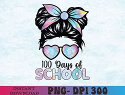 100 Days Smarter Girls Messy Bun Hair 100th Day Of School PNG Digital Download
