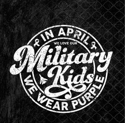 In April We Wear Purple Military Child Month Military Kids Png Design, Sublimation