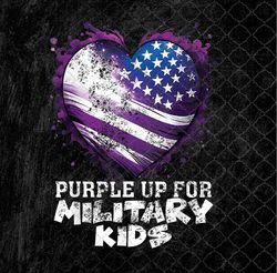 Purple Up For Military Kids Military Child Month USA Flag Png Design, Sublimation