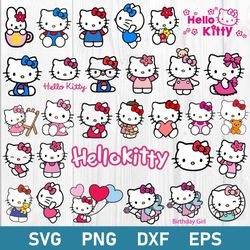 Hello Kitty Bundle Svg, Hello Kitty Svg, Cat Svg, Cartoon Svg, Png Dxf Eps Digital File