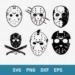 Jason Mask Bundle Svg, Jason Voorhees Svg, Horror Movie Svg, Halloween Svg, Png Dxf Eps Digital File