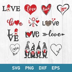 Love Bundle Svg, Love Svg, Gnome Love Svg, Valentine Svg, Png Dxf Eps Digital File