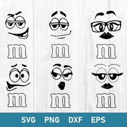 M and M Face Bundle Svg, M and M Face Svg, M&M Faces Svg, M's Face Letter M Logo Svg, Png Dxf Eps File