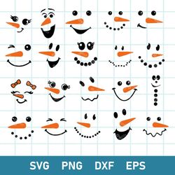 Snowman Face Bundle Svg, Snowman Christmas Svg, Snowman Svg, Christmas Svg, Png Dxf Eps File