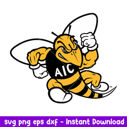 AIC Yellow Jackets Logo Svg, AIC Yellow Jackets Svg, NCAA Svg, Png Dxf Eps Digital File