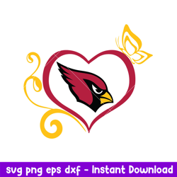Arizona Cardinals Heart Svg, Arizona Cardinals Svg, NFL Svg, Png Dxf Eps Digital File