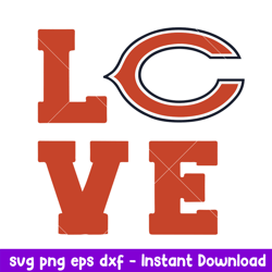 Chicago Bears Love Svg, Chicago Bears Svg, NFL Svg, Png Dxf Eps Digital File