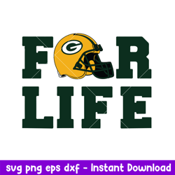 Green Bay Packers For Life Svg, Green Bay Packers Svg, NFL Svg, Dxf Eps Digital File
