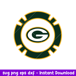 Green Bay Packers Pocker Chip Svg, Green Bay Packers Svg, NFL Svg, Png Dxf Eps Digital File