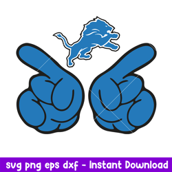 Hand Two Detroit Lions Svg, Detroit Lions Svg, NFL Svg, Png Dxf Eps Digital File