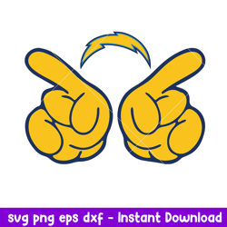 Hand Two Los Angeles Chargers Svg,Los Angeles Chargers Svg, NFL Svg, Png Dxf Eps Digital File