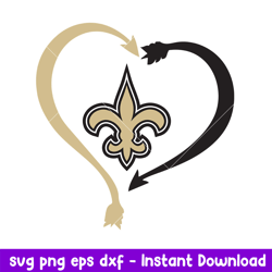 Heart  New Orleans Saints Svg, New Orleans Saints Svg, NFL Svg, Png Dxf Eps Digitla File