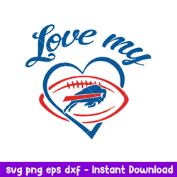 Heart Buffalo Bills Svg, Buffalo Bills Svg, NFL Svg, Png Dxf Eps Digital File (2)