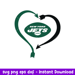 Heart Love New York Jets Svg, NFL Svg, Png Dxf Eps Digital File