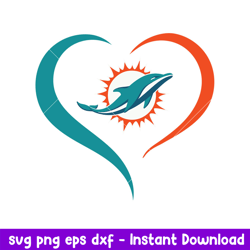 Heart Miami Dolphins Logo Svg, Miami Dolphins Svg, NFL Svg, Png Dxf Eps Digital File